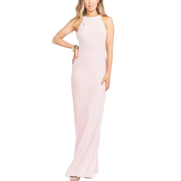 NWT Show Me Your MuMu Chicago High Neck Bodycon Gown Vintage Rose Crepe 2XS - Picture 2 of 14